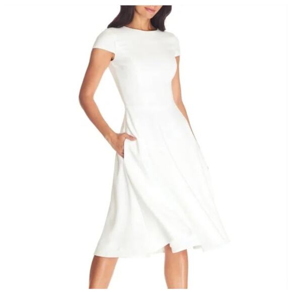 Dress the Population Livia Fit and Flare Dress - Ivory White size L - Picture 1 of 9